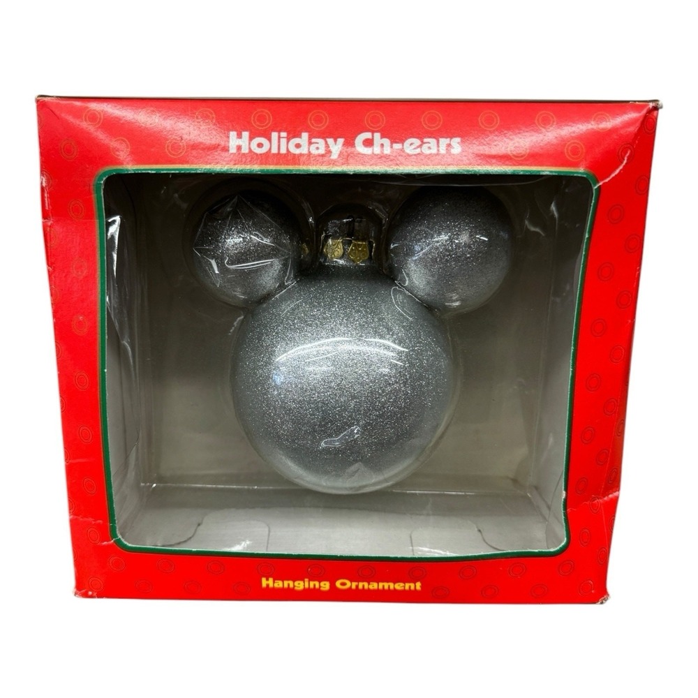 Disney‎ Mickey & Co. Enesco Holiday Ch-ears Hanging Ornament Silver 4"
